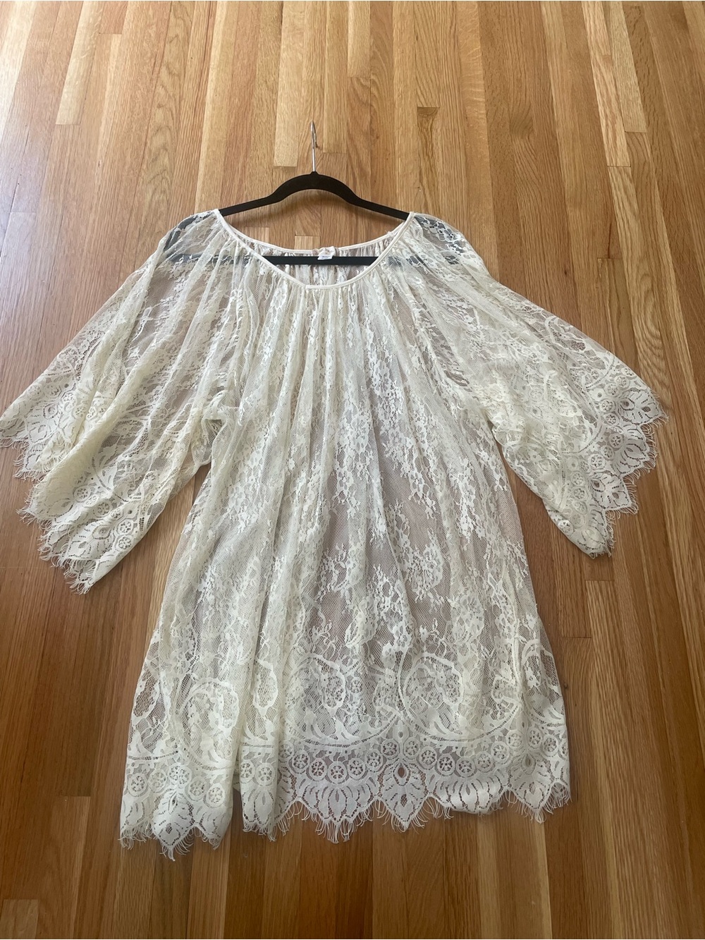 Altar’d State Ivory Lace Sheer Boho Tunic Top